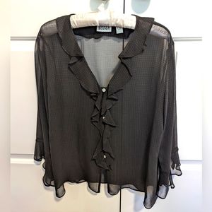 NWOT Chico's Design Long Sleeves, 100% Silk Blouse, Size 1/Med